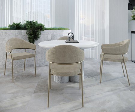 Jogo de Cadeiras de Jantar Olivia Corin Tecido Boucle Vanilla | Westwing