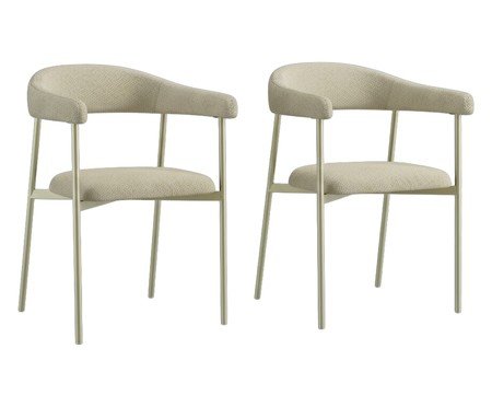 Jogo de Cadeiras de Jantar Angel Tecido Boucle Vanilla | Westwing