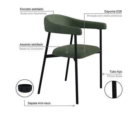 Jogo de Cadeiras de Jantar Angel Sky Tecido Boucle Verde | Westwing