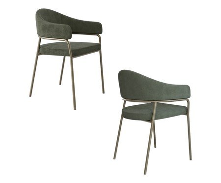 Jogo de Cadeiras de Jantar Olivia Tecido Boucle Verde | Westwing