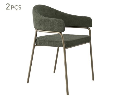 Jogo de Cadeiras de Jantar Olivia Tecido Boucle Verde, green | WestwingNow