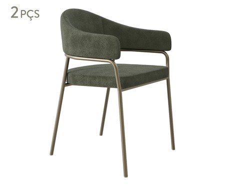 Jogo de Cadeiras de Jantar Olivia Tecido Boucle Verde | Westwing