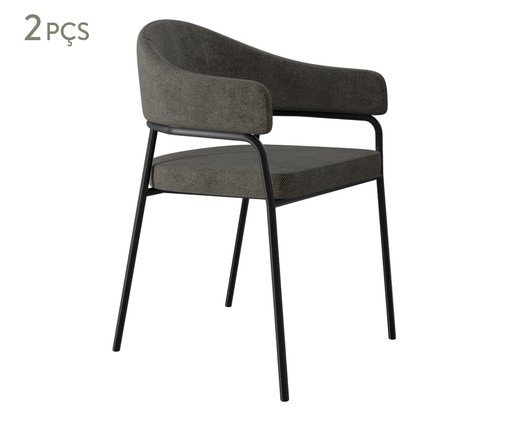 Jogo de Cadeiras de Jantar Olivia Tecido Lautrec Marrom Escorrido, brown | WestwingNow