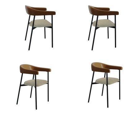 Jogo de Cadeiras de Jantar Angel Tecido Mesclado Vanila | Westwing