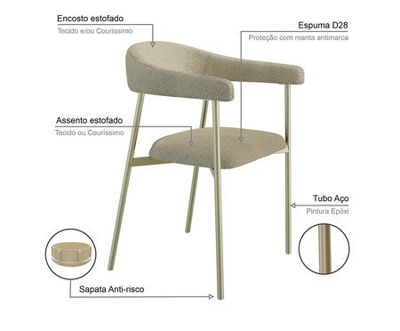 Cadeira de Jantar Angel Tecido Boucle Champanhe Vanilla | Westwing