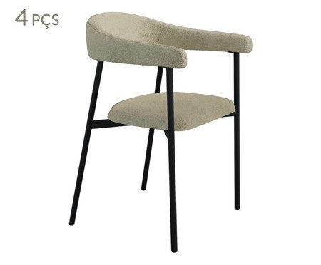 Jogo de Cadeiras de Jantar Angel Sky Tecido Boucle Vanilla | Westwing