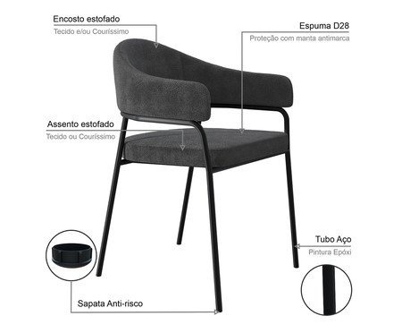 Jogo de Cadeiras de Jantar Olivia Tecido Boucle Nuvem | Westwing