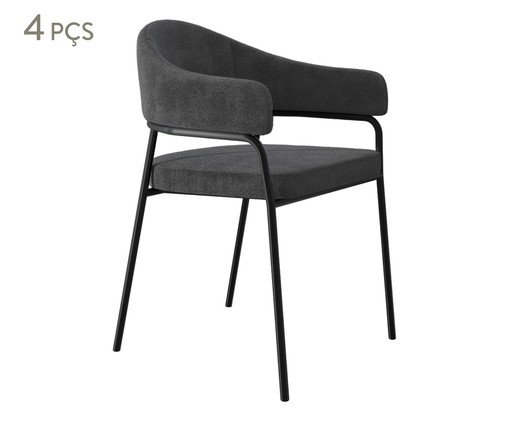 Jogo de Cadeiras de Jantar Olivia Tecido Boucle Nuvem, grey | WestwingNow