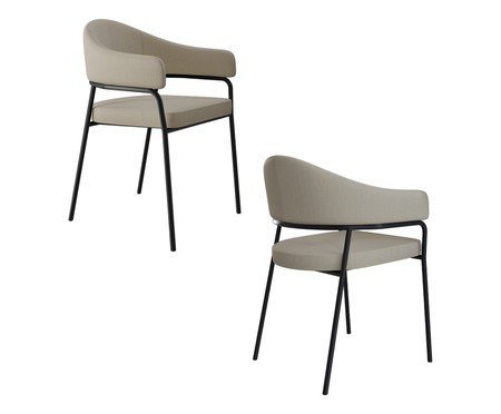 Jogo de Cadeiras de Jantar Olivia Tecido Corriente Areia | Westwing