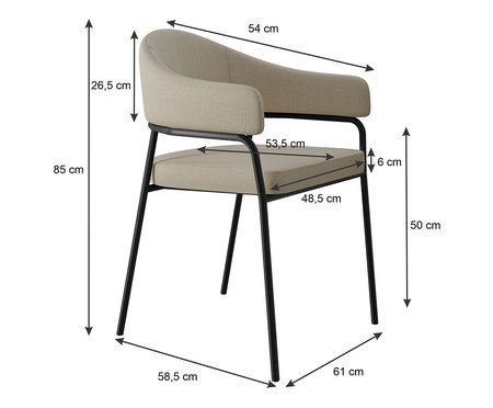 Jogo de Cadeiras de Jantar Olivia Tecido Corriente Areia | Westwing