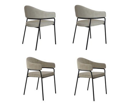 Jogo de Cadeiras de Jantar Olivia Tecido Boucle Vanilla e Preto | Westwing