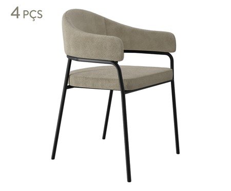 Jogo de Cadeiras de Jantar Olivia Tecido Boucle Vanilla e Preto | Westwing