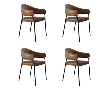 Jogo de Cadeiras de Jantar Olivia Tecido Caramelo | Westwing