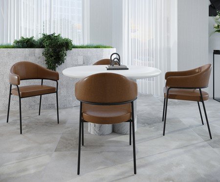 Jogo de Cadeiras de Jantar Olivia Tecido Caramelo | Westwing