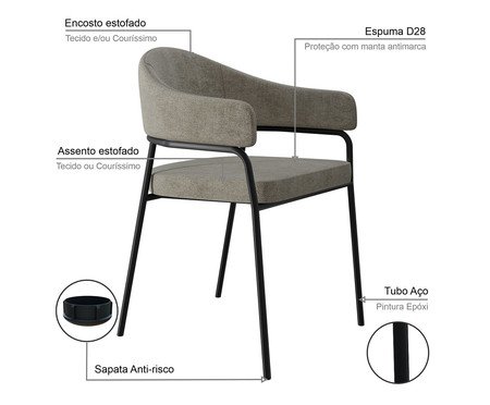 Jogo de Cadeiras de Jantar Olivia Corin Tecido Lautrec Off White | Westwing