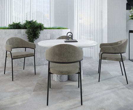 Jogo de Cadeiras de Jantar Olivia Corin Tecido Lautrec Off White | Westwing