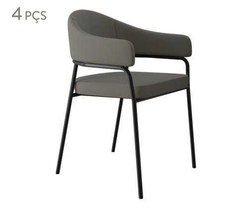 Jogo de Cadeiras de Jantar Olivia Tecido Cinza, grey | WestwingNow