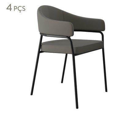 Jogo de Cadeiras de Jantar Olivia Tecido Cinza | Westwing