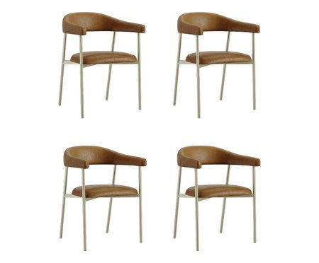 Jogo de Cadeiras de Jantar Angel Tecido Champanhe Caramelo | Westwing