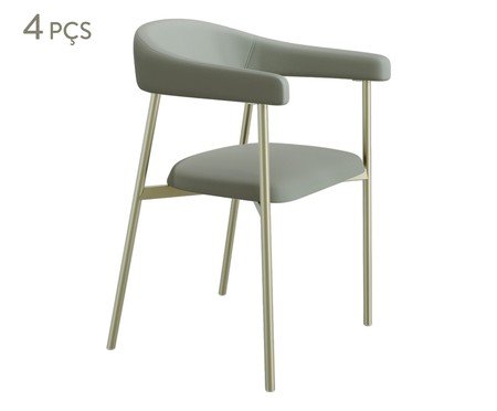 Jogo de Cadeiras de Jantar Angel Tecido Champanhe Off White | Westwing