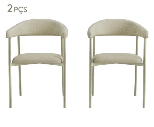 Jogo de Cadeiras de Jantar Angel Tecido Corriente Areia e Champanhe, beige | WestwingNow