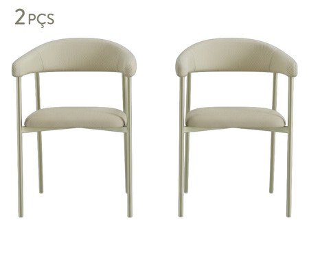 Jogo de Cadeiras de Jantar Angel Tecido Corriente Areia e Champanhe | Westwing