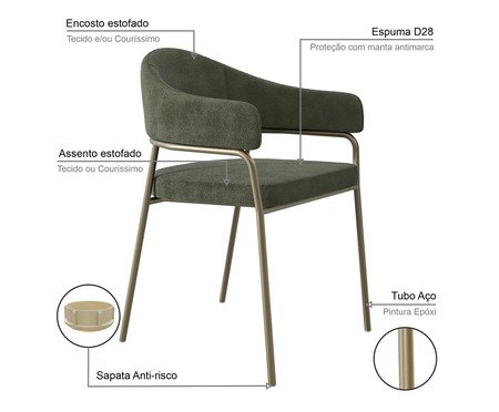 Cadeira de Jantar Olivia Tecido Boucle Champanhe Verde | Westwing