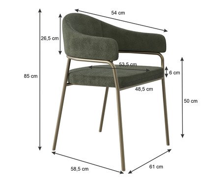 Cadeira de Jantar Olivia Tecido Boucle Champanhe Verde | Westwing