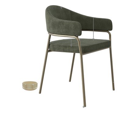 Cadeira de Jantar Olivia Tecido Boucle Champanhe Verde | Westwing