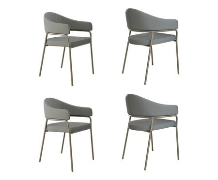 Jogo de Cadeiras de Jantar Olivia Tecido Off White e Champanhe | Westwing