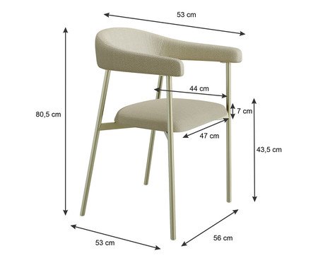 Jogo de Cadeiras de Jantar Angel Tecido Corriente Champanhe | Westwing
