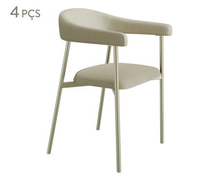 Jogo de Cadeiras de Jantar Angel Tecido Corriente Champanhe | Westwing