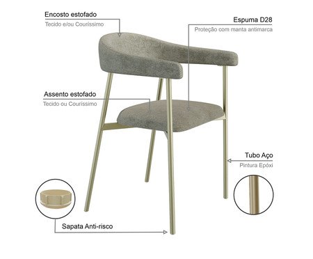 Jogo de Cadeiras de Jantar Angel Tecido Lautrec Champanhe | Westwing