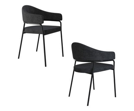 Jogo de Cadeiras de Jantar Olivia Tecido Lautrec Grafite | Westwing