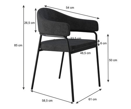 Jogo de Cadeiras de Jantar Olivia Tecido Lautrec Grafite | Westwing