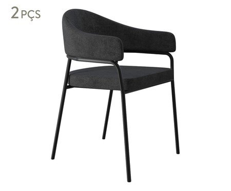 Jogo de Cadeiras de Jantar Olivia Tecido Lautrec Grafite | Westwing