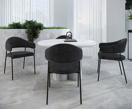 Jogo de Cadeiras de Jantar Olivia Tecido Lautrec Grafite | Westwing