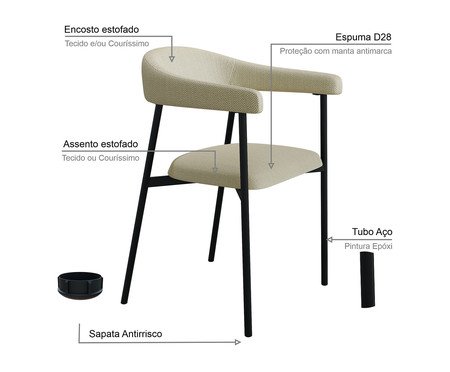 Cadeira de Jantar Angel Tecido Corriente Preto | Westwing