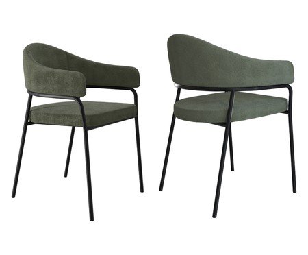Jogo de Cadeiras de Jantar Olivia Corin Tecido Boucle Verde | Westwing
