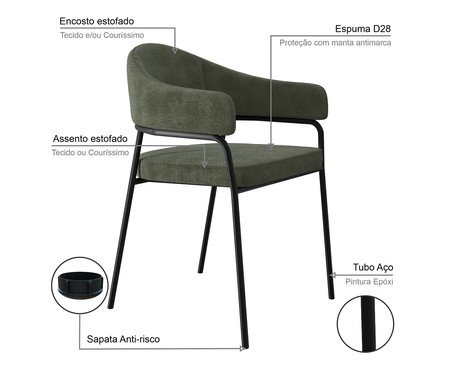 Jogo de Cadeiras de Jantar Olivia Corin Tecido Boucle Verde | Westwing