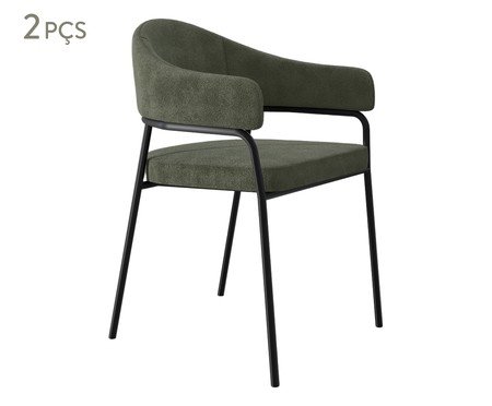 Jogo de Cadeiras de Jantar Olivia Corin Tecido Boucle Verde | Westwing