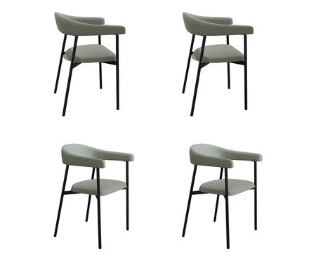 Jogo de Cadeiras de Jantar Angel Tecido Off White e preto | Westwing