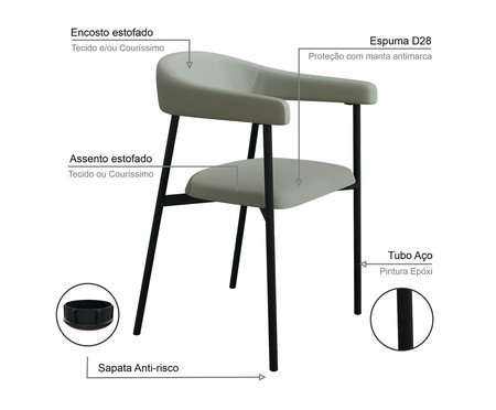 Jogo de Cadeiras de Jantar Angel Tecido Off White e preto | Westwing