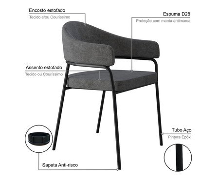 Jogo de Cadeiras de Jantar Olivia Tecido Lautrec Cinza | Westwing