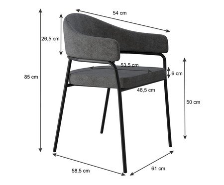 Jogo de Cadeiras de Jantar Olivia Tecido Lautrec Cinza | Westwing