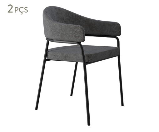 Jogo de Cadeiras de Jantar Olivia Tecido Lautrec Cinza, grey | WestwingNow