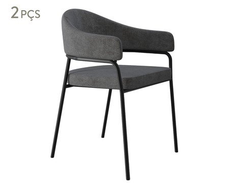 Jogo de Cadeiras de Jantar Olivia Tecido Lautrec Cinza | Westwing