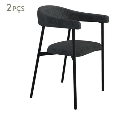 Jogo de Cadeiras de Jantar Angel Tecido Lautrec Grafite | Westwing