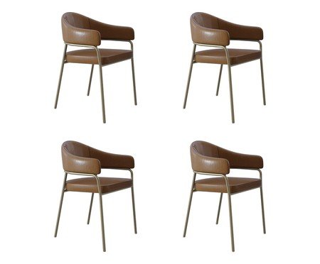 Jogo de Cadeiras de Jantar Olivia Tecido Caramelo e Champanhe | Westwing