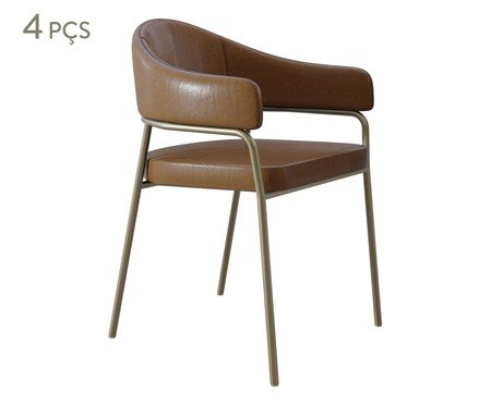 Jogo de Cadeiras de Jantar Olivia Tecido Caramelo e Champanhe | Westwing